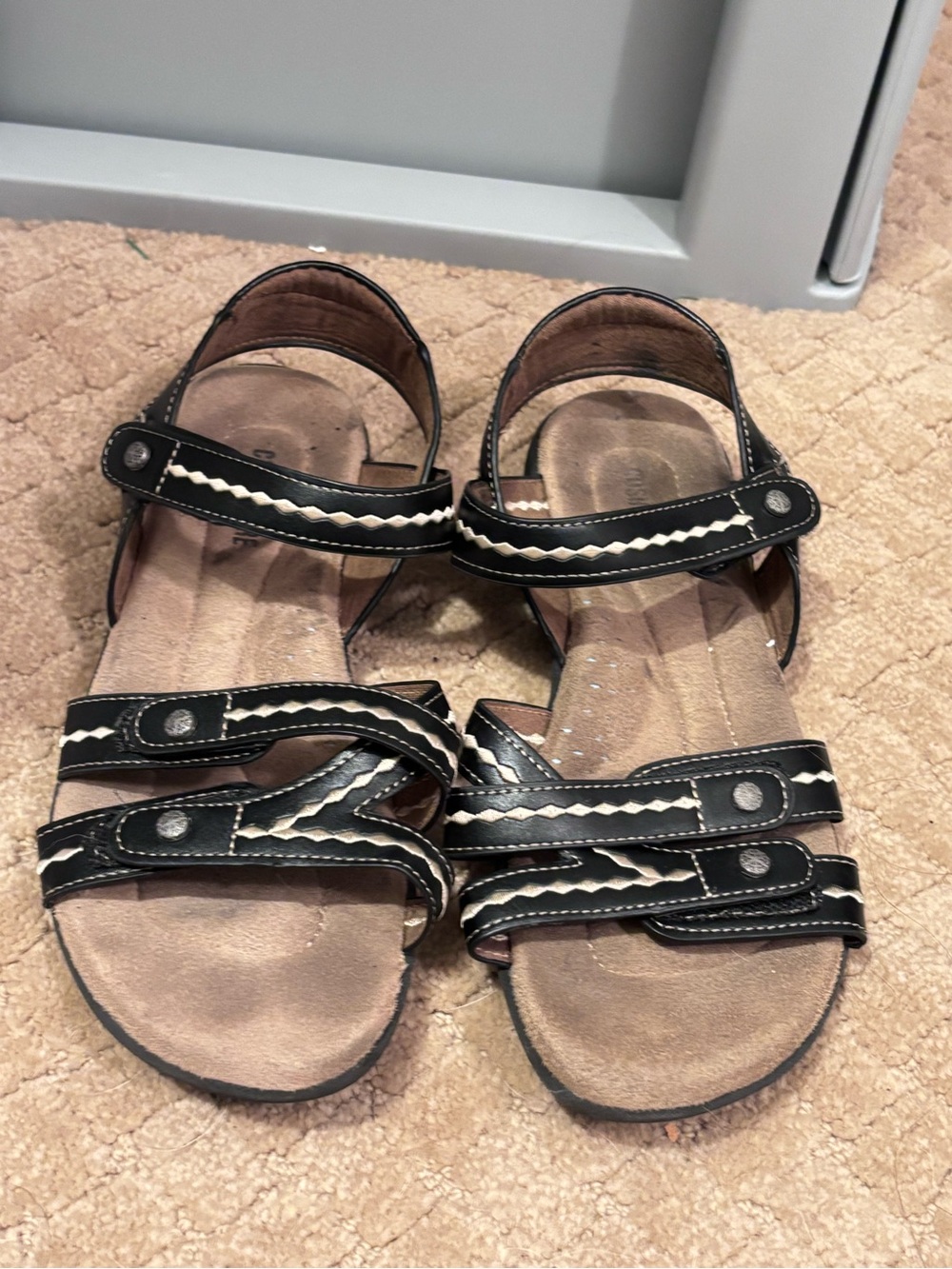 Black and brown Strappy Sandals - Comfortable Adjustable Fit